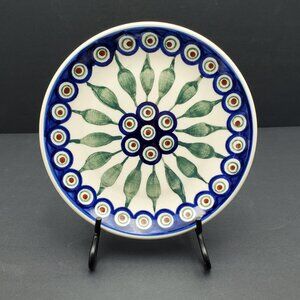 Polish Pottery Peacock Leaves Dessert Plate Peacock Salad Plate